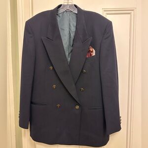 Pierre Cardin Double-Breasted Dark Blue Blazer